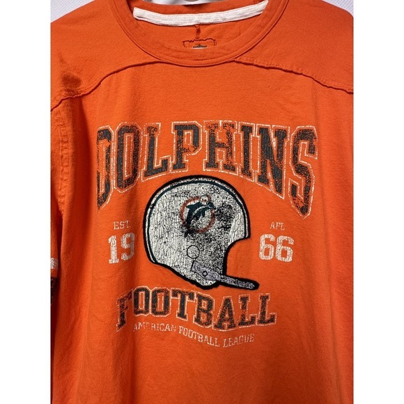NFL Vintage Collection Orange Miami Dolphins Long Sleeve T-shirt Adult XL - Picture 2 of 5